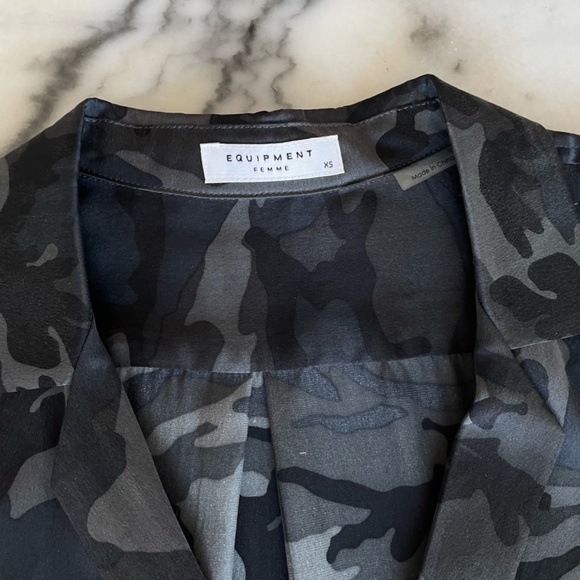 Equipment Camouflage Print Silk Blouse - Picture 4 of 14